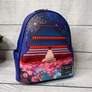LOUNGEFLY Mulan Castle Light Up Mini Backpack